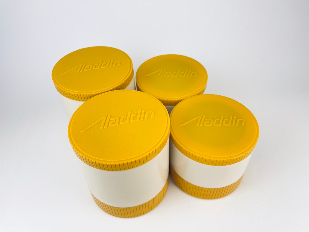 Vintage 70s Aladdin Yellow & Beige Vacuum-sealed Insulated Jar for ...