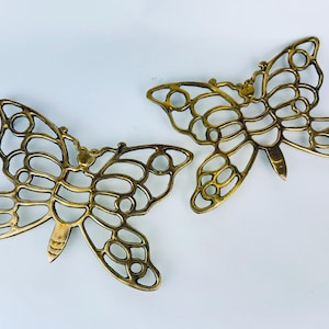 Vintage 1970s Brass Butterfly Trivet – Gold Metal Pot Holder Table Saver – Sold Separately