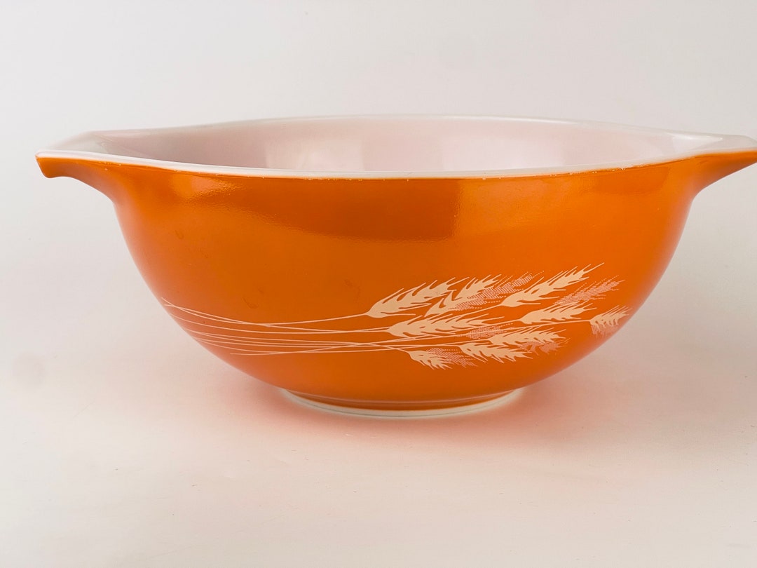 Vintage Autumn Harvest 'wheat' Pattern Pyrex Bright Orange White ...