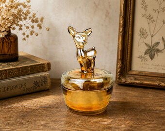 Vintage 1940s Jeannette Marigold Carnival Glass Trinket Box