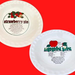 Vintage Ceramic Pie Plates - Strawberry + Apple Pie Recipe - Sold Separately