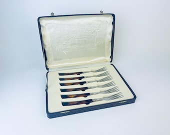 Lot De 6 Fourchettes à Deux Dents En Acier Inoxydable Avec Manche En Bois Pour Gateaux Aux Fruits Et Aperitifs 86163431