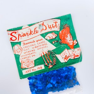 Vintage Holiday Blue Sparkle Dust/Confetti/Paillettes - Embellissement de cadeau - Nouveau vieux stock (NOS) - Papier cadeau Hanoukka/Noël paillettes