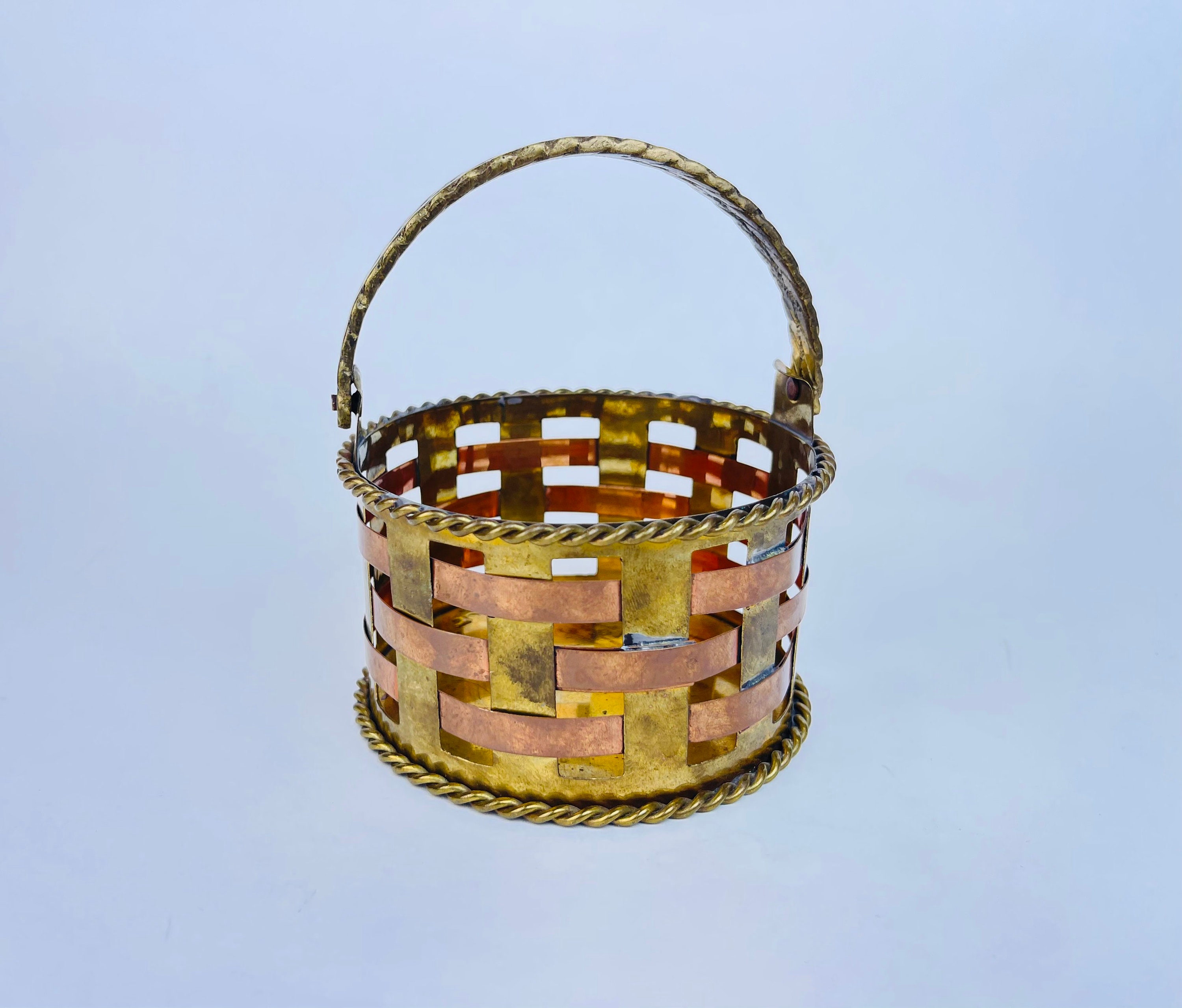 Vintage Small Brass Copper Metal Basket With Attractive Etsy UK