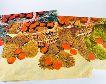 Vintage Strawberry Fruit Basket Linen/Cotton Tea Towel - Kitchen Statement Towel/Tapestry - Made In Germany - Sold Separately