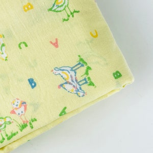 Vintage Pale Yellow Cute &#39;ABC&#39; Bird Nursery/Children Fabric - 44&quot; x 69&quot;            