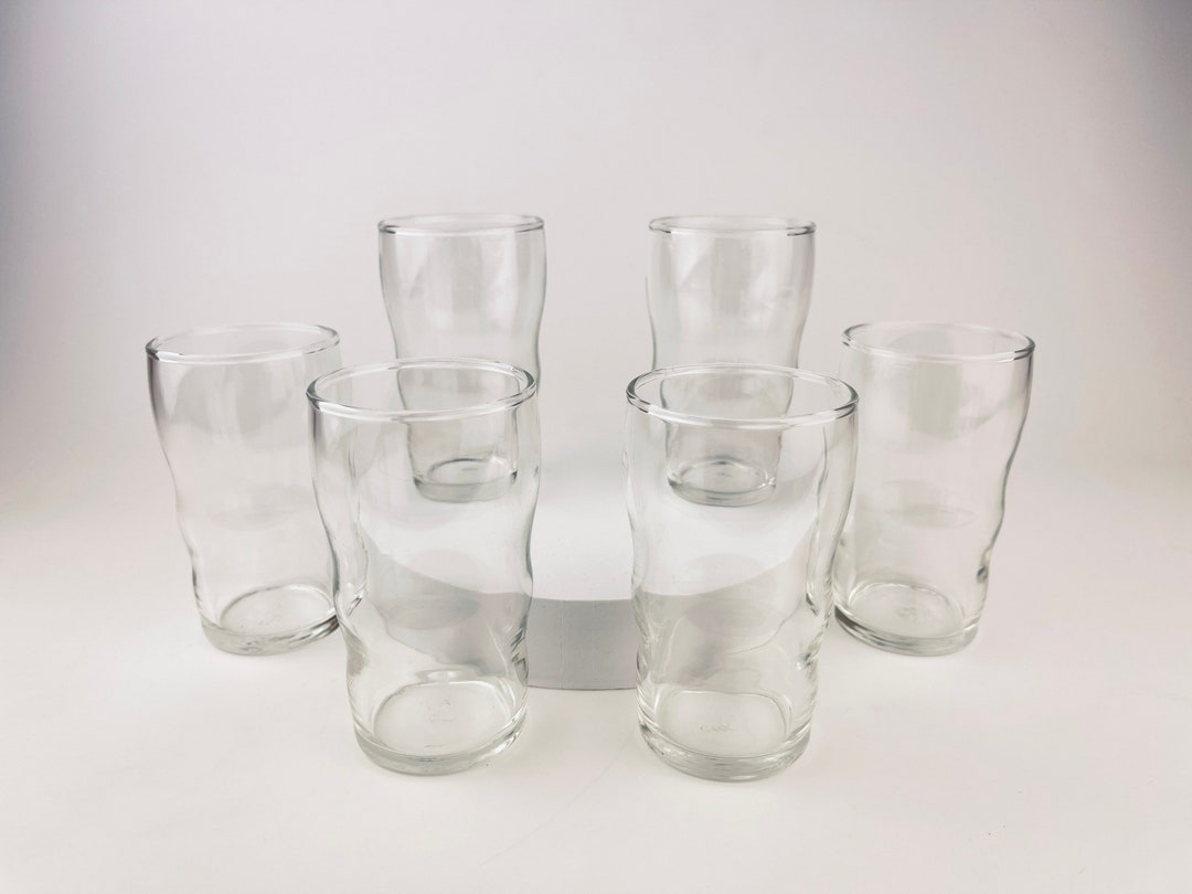 Vintage Textured Clear Striped Drinking Glasses Set of 24, (13 oz) Ribbed Glassware Set with Flower Design | Cocktail Set, Juice Glass, Water Cups