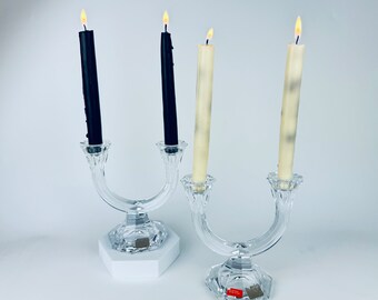 Vintage 'MIKASA' Austria Crystal Dual Candlestick Holders - Set of Two (2)