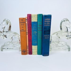 Vintage &#39;LE Smith&#39; Heavy Glass Horse Book Ends - Set Of Two (2) - Country Western Style Decor