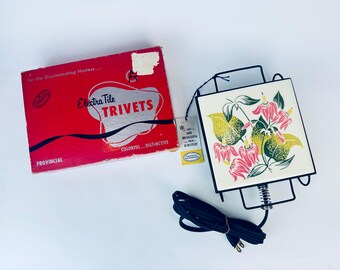 1960年代のヴィンテージ エレクトラタイル フローラル柄 セラミック