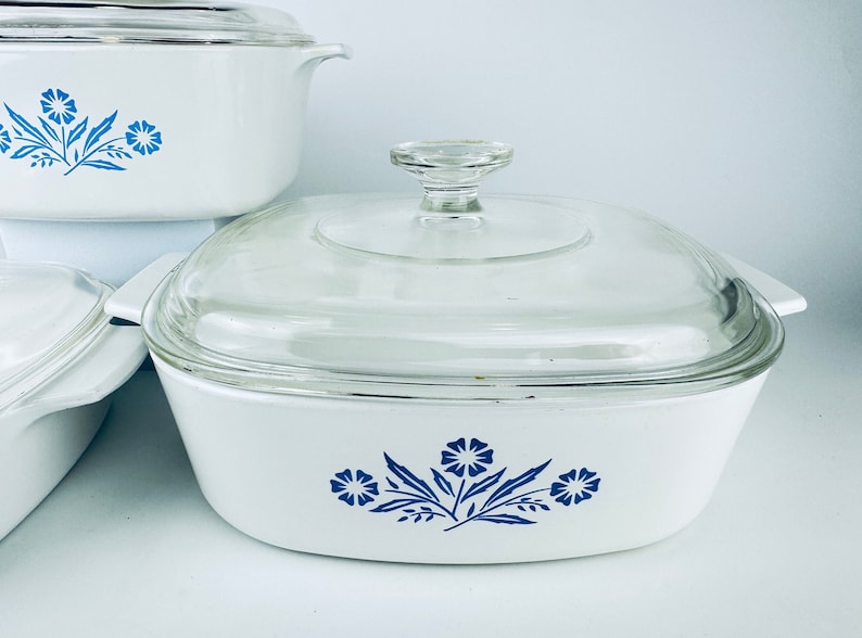 Vintage Blue Cornflower Corning Ware Lidded Casserole Dishes Made In Canada Sold Separately image 4