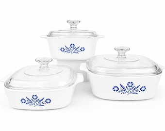 Vintage Blue Cornflower Corning Ware Casserole Dish - Made In Canada & USA - Each Sold Separately