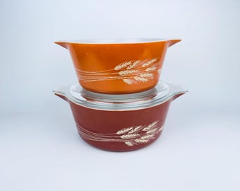 Vintage Pyrex Wheat Pattern Casserole With Lid - Etsy