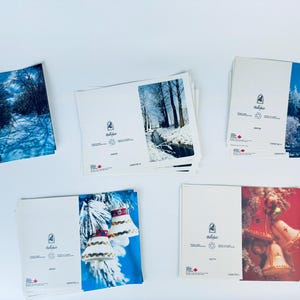Cartes de Noël « Bellefair » vintage - Cartes saisonnières + Enveloppes - Fabriquées au Canada - Neuf vieux stock (NOS) - Scène d'hiver + cloches de Noël