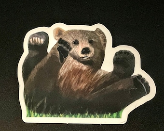 Bearly Fun is a cute, small 2.6 by 2 inch UV protected sticker of a brown mama bear that can be placed anywhere for enjoyable viewing