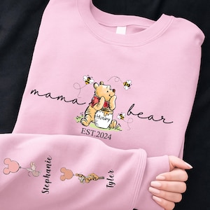 Custom Mama Bear Sweatshirt: Personalized Mom Gift with Kids Names, Custom Sleeve Names Sweatshirt, New Mom Gift, Mother’s Day Gift