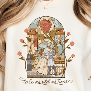 Chemise Disney Tale As Old as Time, chemise Disney Belle, couleurs confort La Belle et la Bête, T-shirt La Belle Belle, chemise princesse Disney pour enfants
