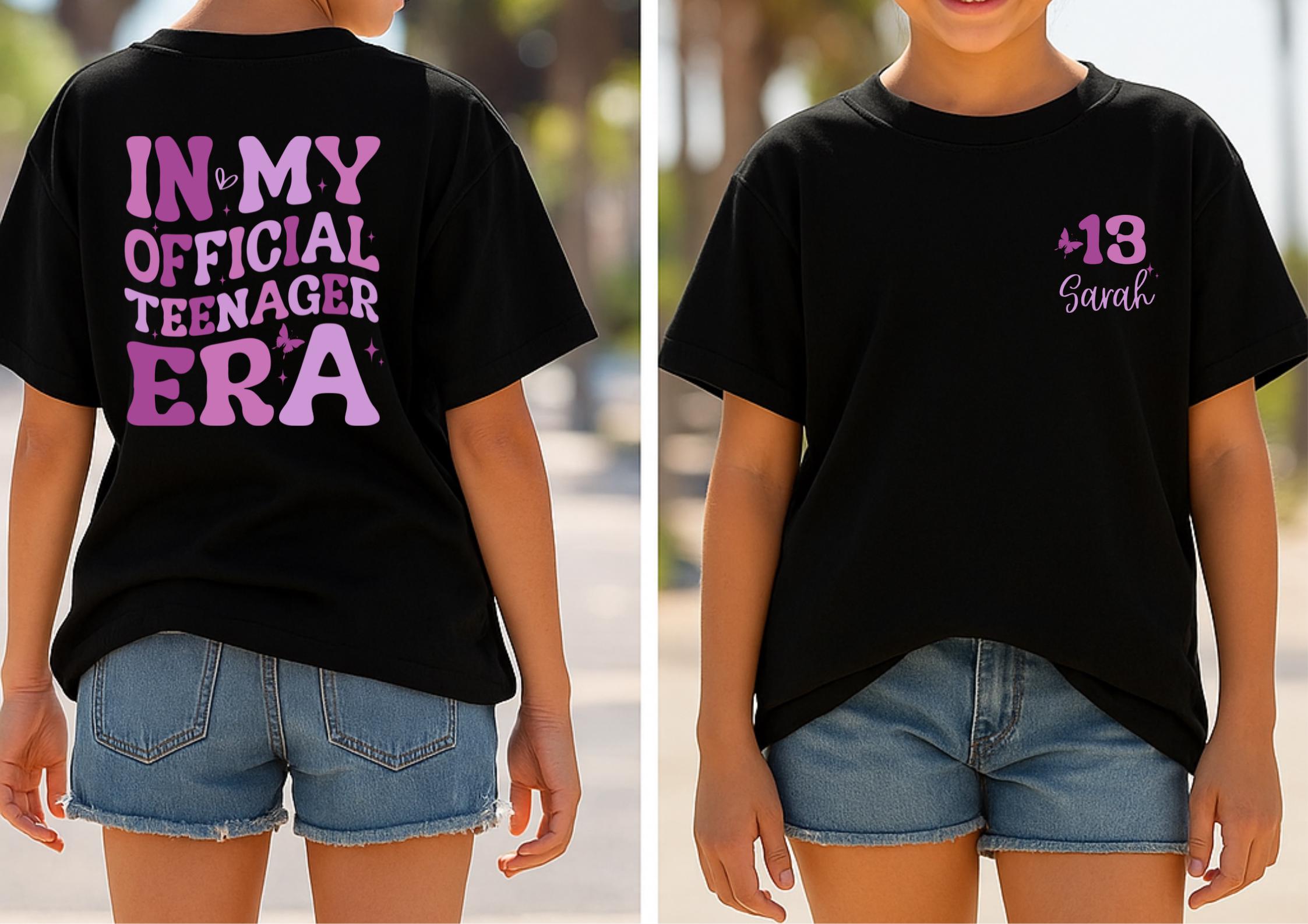 Personalized Official Teenager Era Shirt, In My Teenage Era Shirt, Customized Teenager 13 T Shirt, 13th Birthday Tee, Girl Thirteenth shirt