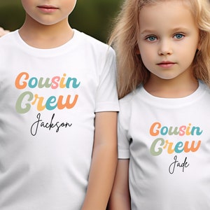 Personalized Groovy Cousin Crew Kids Shirt - Retro Custom Matching Cousins Shirts - Cousin Trip - Boho Natural Kids Youth & Adult Shirts