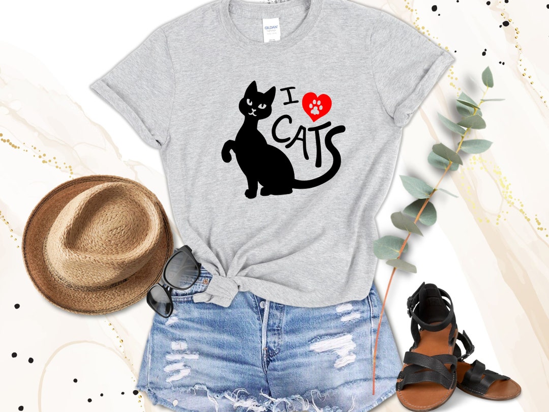 I love cats shirt i heart cat shirt cat lover gift cat owner gift