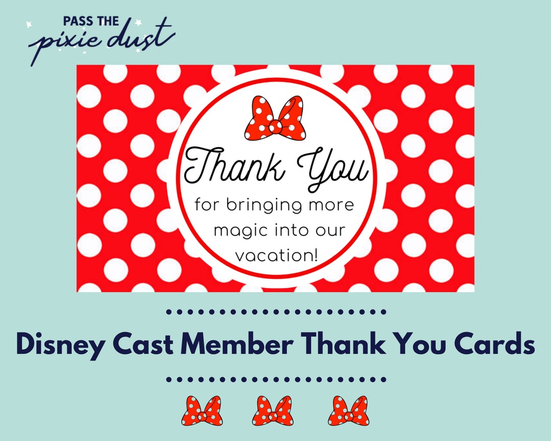 Minnie Mouse Inspired Disney Cast Member Thank You Cards Set of 10 Etsy