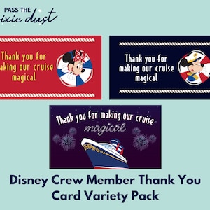 Juego de 12 tarjetas de agradecimiento para miembros de la tripulación de Disney Cruise Line, paquete variado