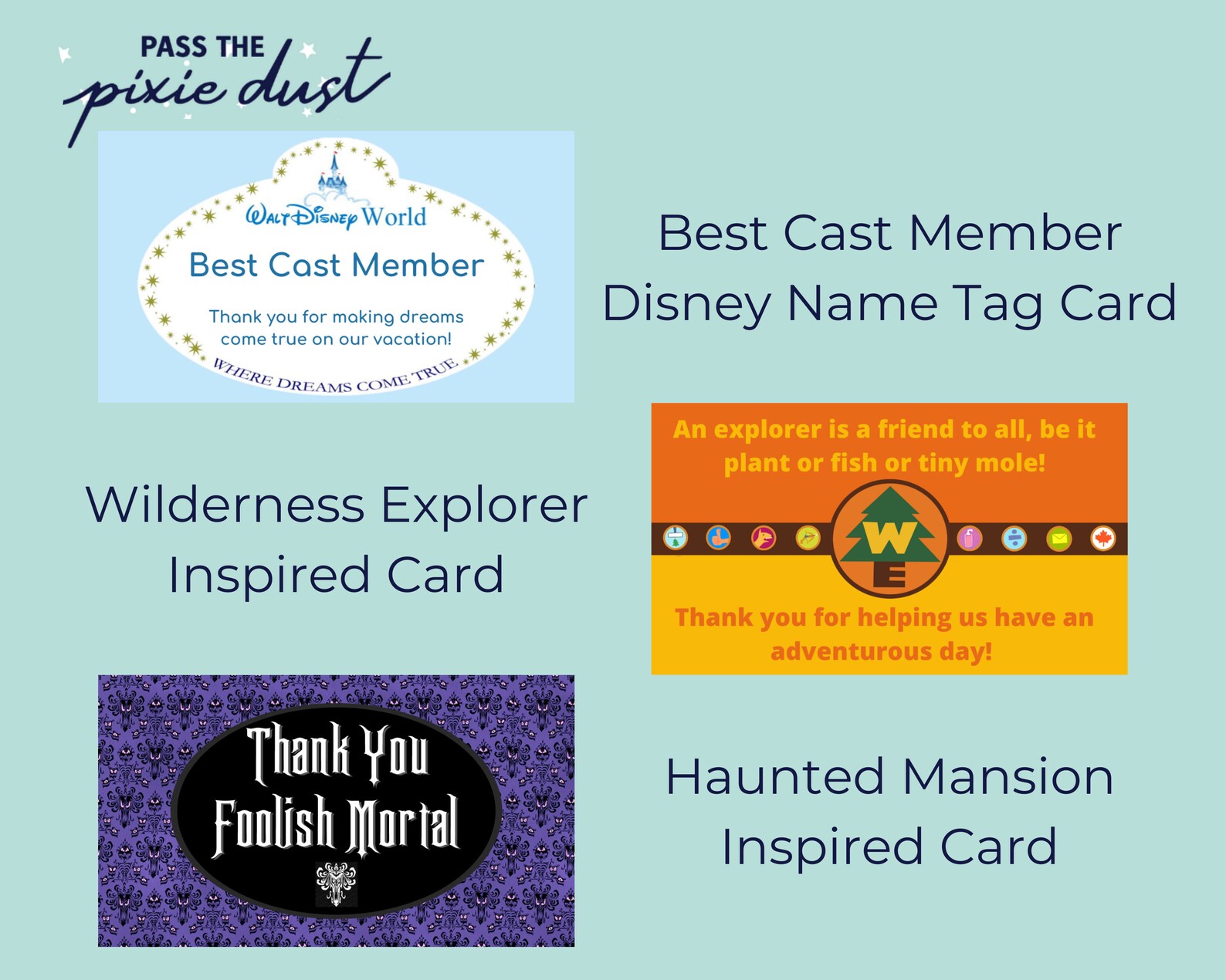 Set of 12 Disney Cast Member Thank You Card Variety Pack Etsy