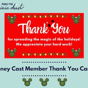 Lot de 10 cartes de remerciement Holiday Disney Cast Member