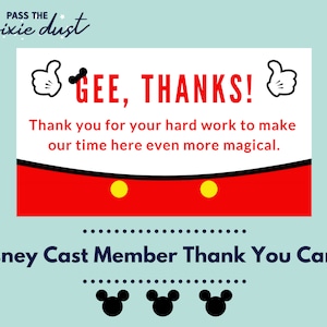 Gee, gracias Mickey Mouse inspirado Disney Cast Member gracias tarjetas conjunto de 10