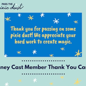 Pass the Pixie Dust Disney Cast Member - Juego de 10 tarjetas de agradecimiento