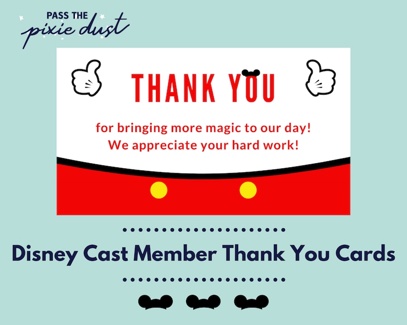 Set of 10 Mickey Mouse Inspired Disney Cast Member Thank You Etsy