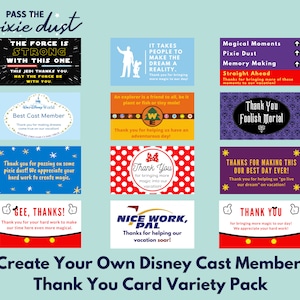CREA TU PROPIO conjunto de 12 paquetes variados de tarjetas de agradecimiento para miembros del elenco de Disney