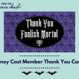 Juego de 10 tarjetas de agradecimiento para miembros del elenco de Disney inspiradas en Haunted Mansion