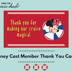 Juego de 10 tarjetas de agradecimiento para miembros del elenco de Disney Cruise Line Minnie Mouse