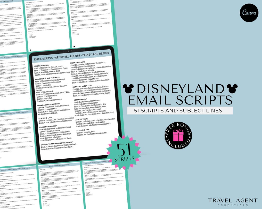 DLR Email Scripts for Travel Agents, DL Travel Agency Templates, Email ...