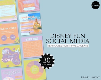WDW Travel Agent Fun Pastel Interactive Social Media Templates, Instagram Flyers, Travel Agent Templates, Theme Park Flyers, Canva