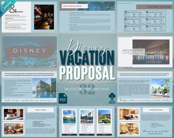 WDW Theme Park Detailed Travel Proposal, Travel Agent Proposal Template, Theme Park Templates, Canva Templates, Travel Agency Business