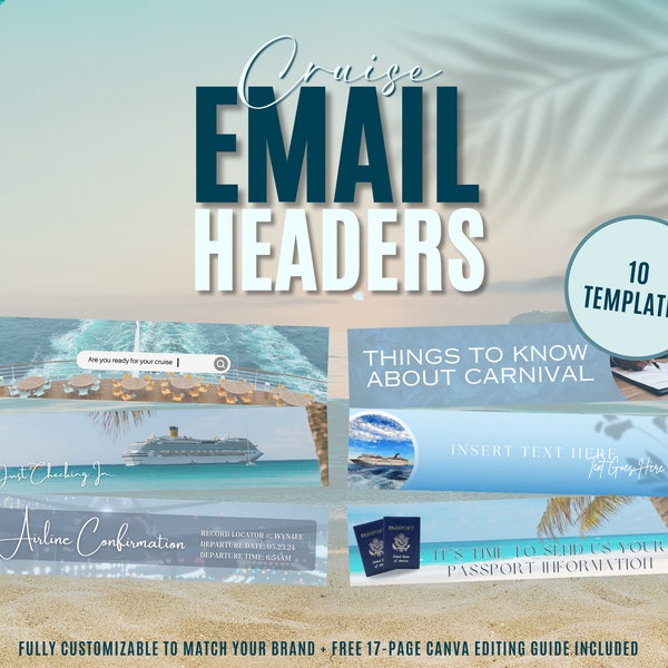 Travel Agent Email Header Banners, Cruise Email Headers, Travel Agent Templates, Canva Templates