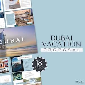 Travel Agent Vacation Proposal Template, Dubai Vacation Proposal, Travel Agent Proposal, Canva Template, Travel Business, Editable Template