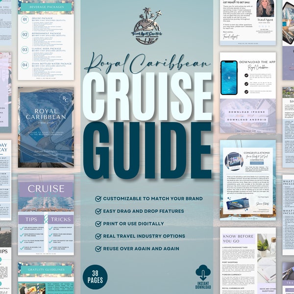 Royal Caribbean Cruise Guide, Travel Agent Templates, Cruise Template, Canva, Travel Advisor