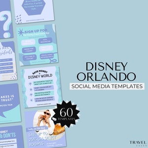 WDW Theme Park Social Media Posts 60 Days, Instagram Posts, Travel Agent Templates, Digital Download, Canva, Facebook, Travel Advisor