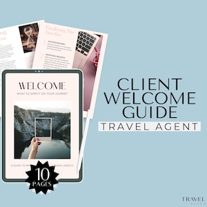Travel Agent New Client Welcome Guide, Travel Agent Template, Canva Travel Template, Welcome Guide Book, Travel Agency Welcome Guide