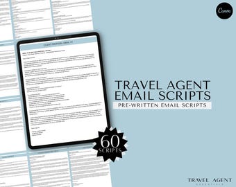 Travel Agent Email Scripts, 64 Email Travel Agency Templates, Canva Template, Email Marketing, Travel Agent Branding, Travel Business Emails