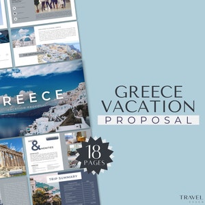 Travel Agent Vacation Proposal Template, Greece Vacation Proposal, Travel Agent Proposal, Canva Template, Travel Business, Editable Template