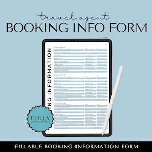 Travel Agent Booking Client Form, Travel Agent Forms, Canva Templates, Booking Form Template, Travel Agency Business Form Templates