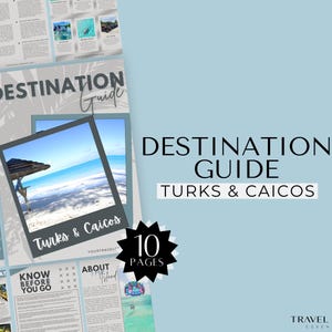 Guia de Destinos Edição Turks e Caicos, Guia de Destinos para Agentes de Viagens, Modelo Canva, Guia de Férias, Guia de Viagem para Clientes