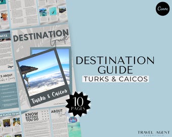 Destination Guide Turks and Caicos Edition, Travel Agent Destination Guide, Canva Template, Vacation Guide, Travel Guide For Clients