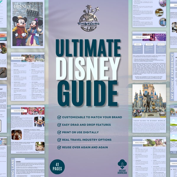 WDW Park Guide, Theme Park Guide, Travel Agent Client Guide, WDW Visitor Guide, Vacation Theme Park, Canva Template, WDW Client Guide