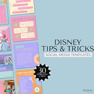 WDW Tips and Tricks Social Media Templates Bright Pastel, Travel Agent Templates, Travel Agent Instagram Flyers, Theme Park Flyers