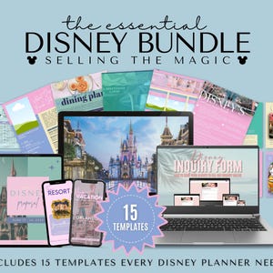 WDW Essentials Bundle, Theme Park Guide, Travel Agent Templates, Vacation Proposals, Itinerary, Resort Guide, Social Media, WDW Dining Plan